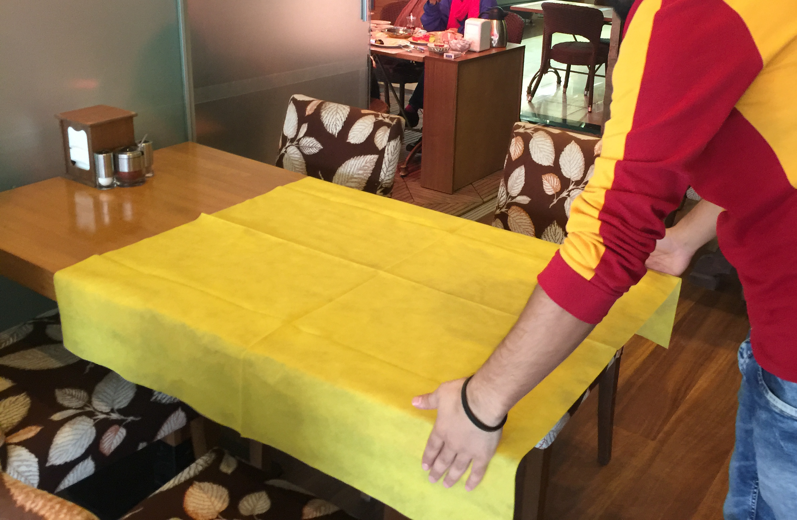 Yellow tablecloth