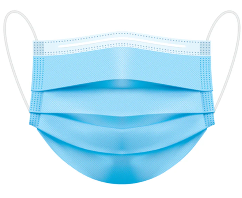 Blue disposable fave mask,made of 25 grams of blue non-woven fabric,25 grams of meltblown fabric and 25 grams of white non-woven fabric