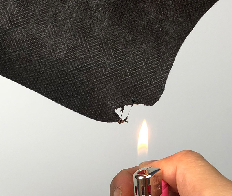 FMVSS 302 flame retardant test PP spunbond nonwoven automotive acoustic insulation burning rate self extinguishing