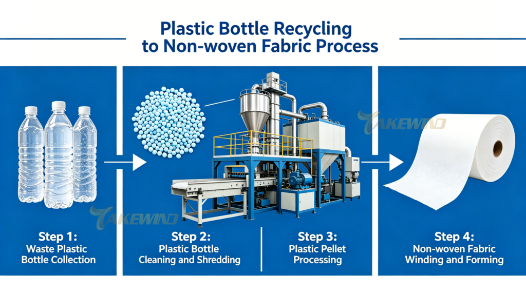 Production process of recycled non woven fabric from PET bottles to sofa lining