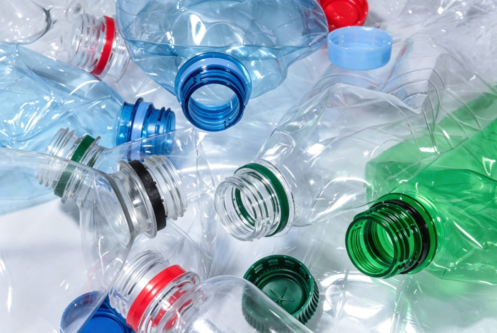 These are recyclable PP/PET plastic bottles, which serve as the raw material for recyclable non-woven fabrics.