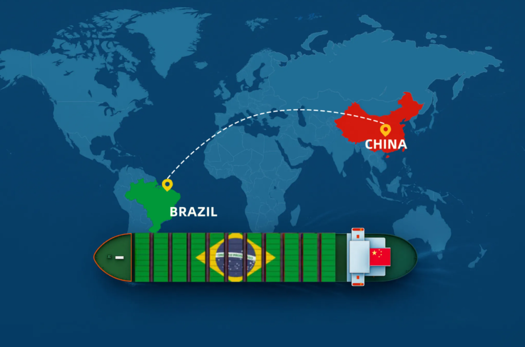 Trade route map from China to Brazil showing non-woven fabric import flow.Chinese non-woven fabrics have won the favor of Brazilian non-woven fabric distributors, wholesalers, furniture factories, and mattress manufacturers thanks to their high quality and affordable prices.