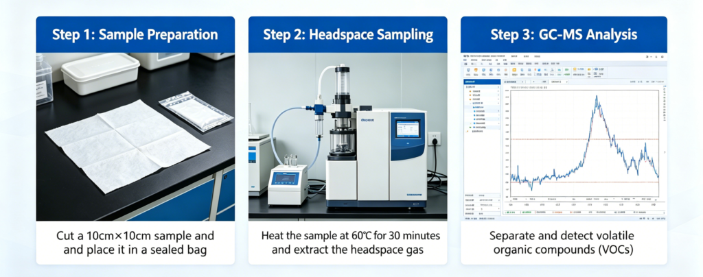 VDA 278 thermal desorption GC-MS VOCs analysis PP spunbond nonwoven BTEX benzene toluene xylene TVOC automotive interior