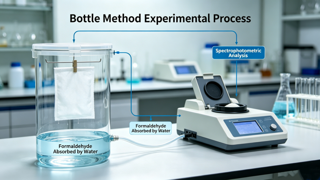 VDA 275 formaldehyde test flask method PP spunbond nonwoven photometric analysis automotive interior requirement below 10 ppm