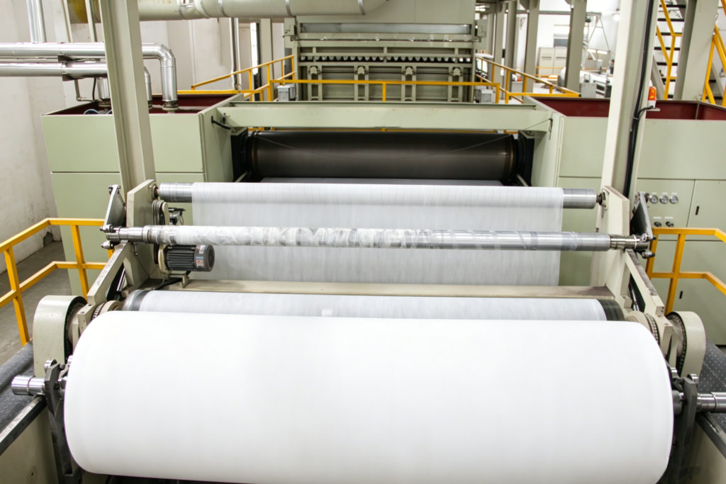 SS spunbond nonwoven production line manufacturing white polypropylene filament nonwoven fabric for masks