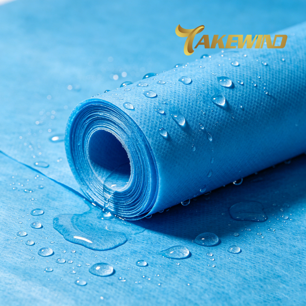 Liquid beading on SS laminated nonwoven surface showing complete non-penetration