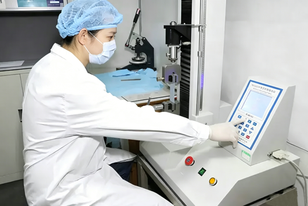 Tensile strength testing process for non-woven bandage fabric