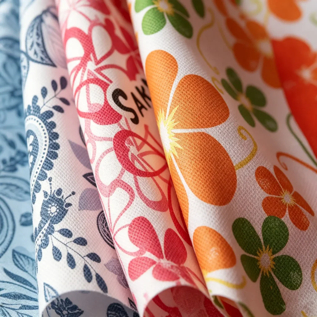 Colorful floral heat transfer printed PET spunbond non-woven fabric, patterned packaging wrapping material