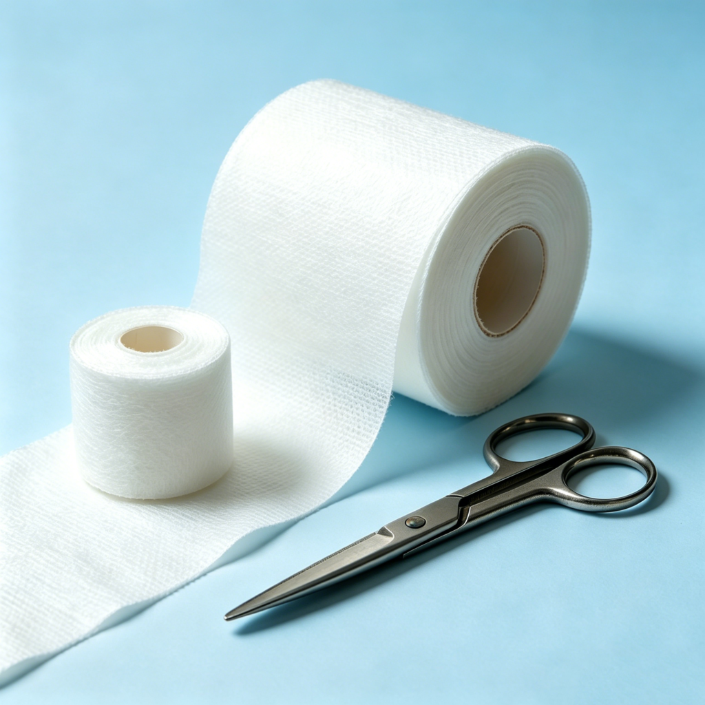 Nonwoven fabric bandage raw material and finished product display