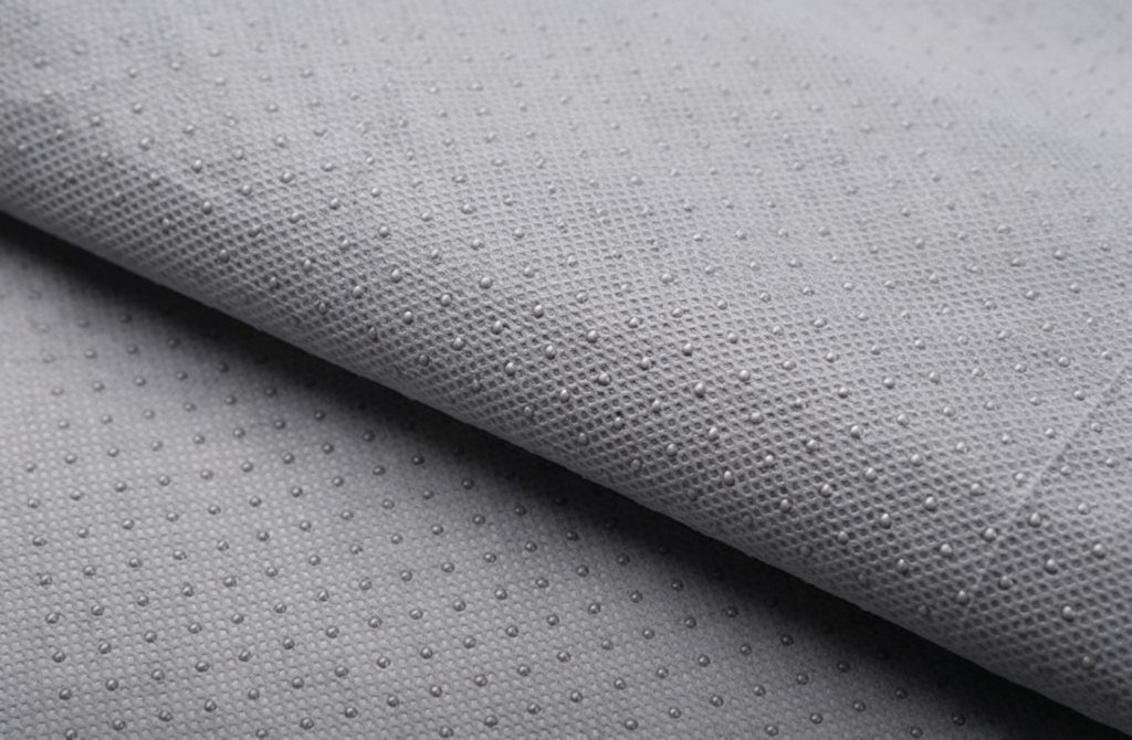 Close-up of anti-slip nonwoven fabric with PE anti-slip particles for sofa cushion