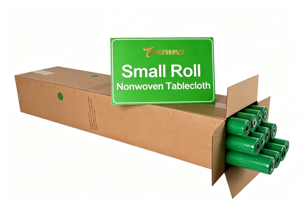 Carton packed perforated small roll disposable non woven tablecloth for restaurant and party use