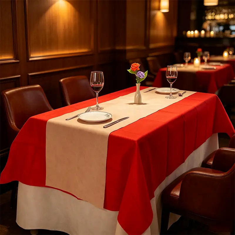 Waterproof spunbond nonwoven disposable tablecloth for western restaurant and banquet dining table