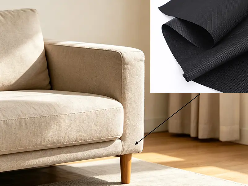 Heavy duty black PP spunbond nonwoven cloth as sofa bottom and rear backing liner, furniture protective nonwoven from Takewind factory