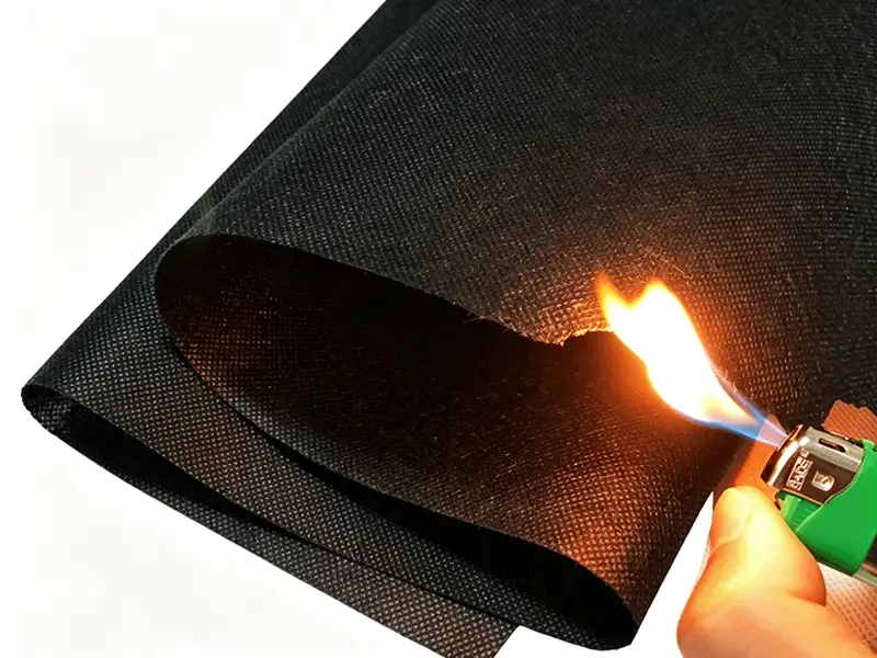 Flame retardant test of black fireproof nonwoven fabric, Takewind fire-resistant non-woven cloth for sofa mattress furniture