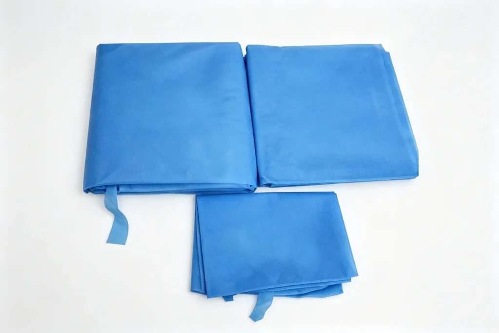 Takewind blue disposable nonwoven bedding set, duvet cover, fitted sheet and pillowcase, customizable size and specification