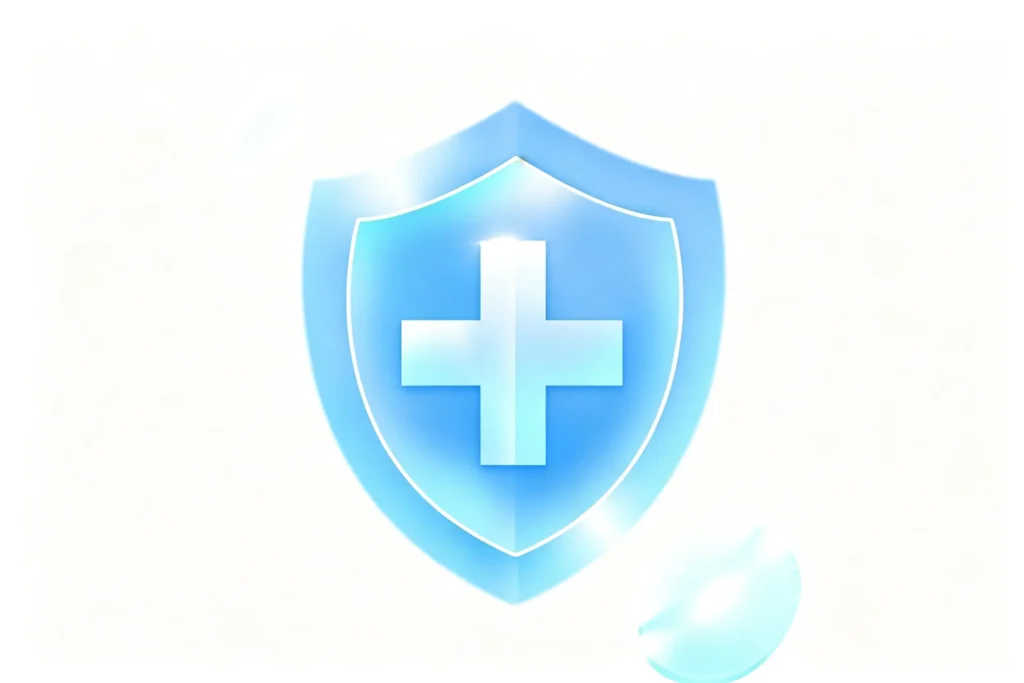 Blue medical shield icon represents hygienic single-use design for Takewind disposable hotel nonwoven bedding