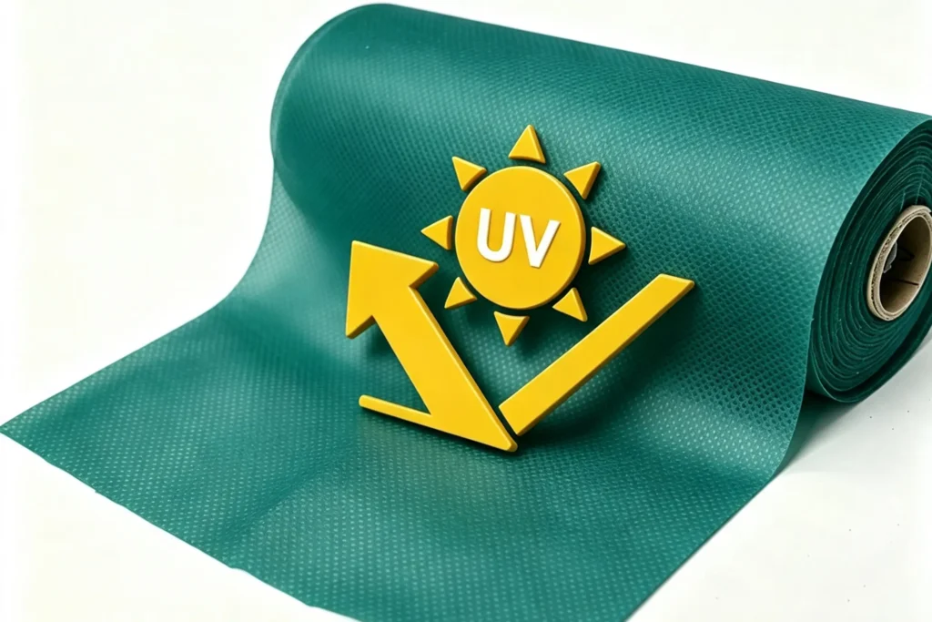 UV stabilized green garden non woven fabric roll, anti UV treatment for outdoor weed barrier and frost protection cloth