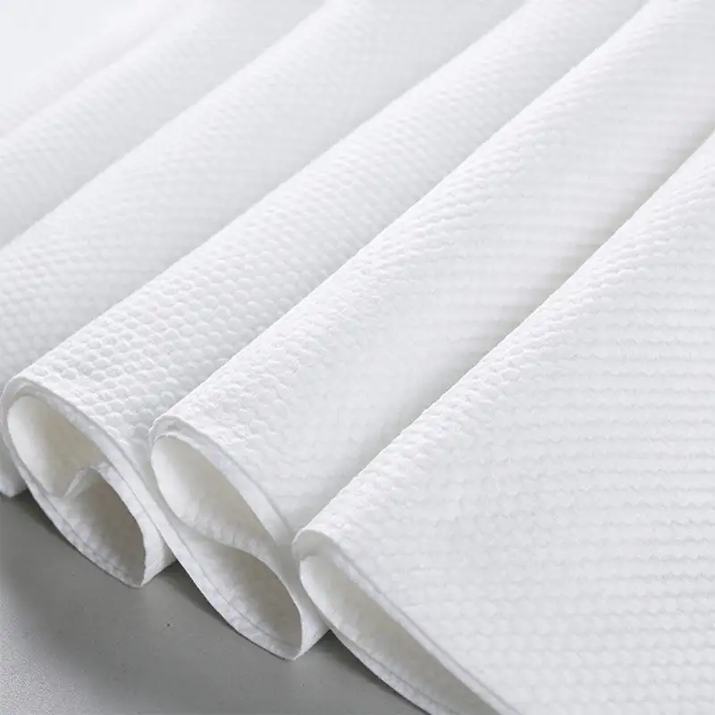 White pearl embossed spunlace nonwoven fabric rolls, high absorbent soft nonwoven material for wet wipes and beauty care