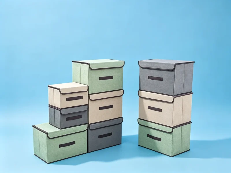 Multi-size collapsible nonwoven storage bins for closet clothes and household sundries