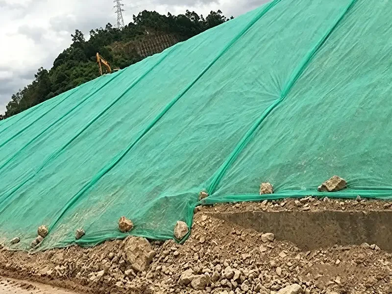 Green slope stabilization nonwoven fabric covering mountain cutting slope to prevent soil erosion, Takewind geotextile