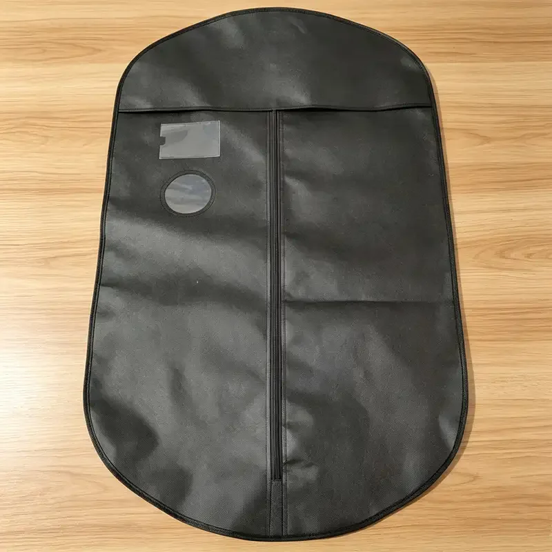 Fold over flap non woven garment bag with transparent view window, Takewind custom garment dust cover