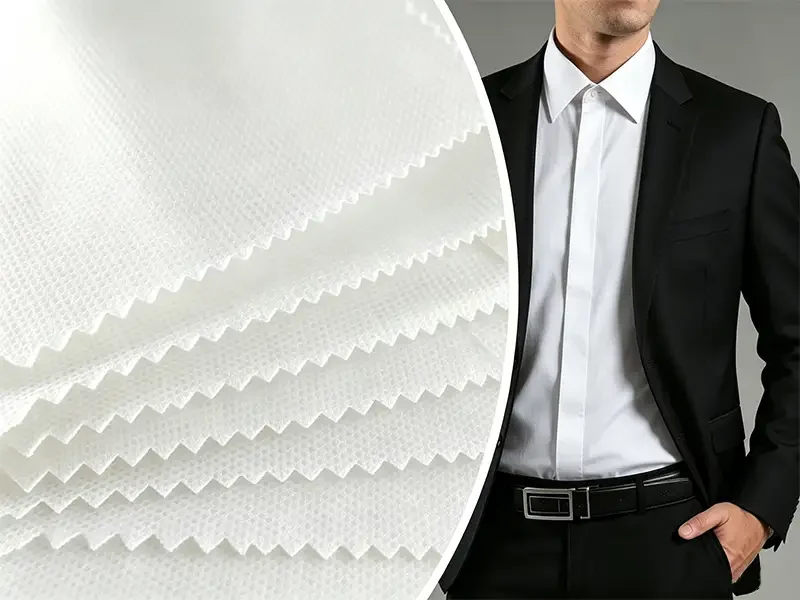 White dot embossed spunbond nonwoven fabric garment interlining for suit formal clothing Takewind manufacturer