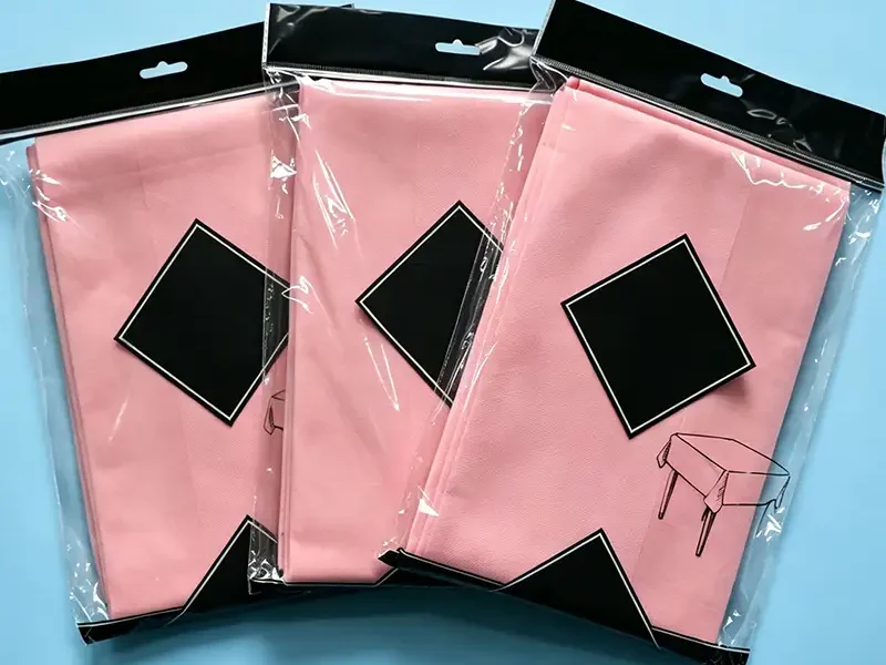 3 packs of individually sealed pink spunbond non woven disposable tablecloth for party wedding banquet use