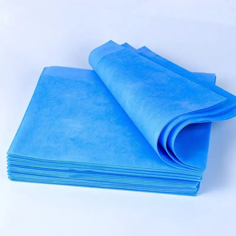 Takewind blue SMS nonwoven custom cut pieces stacked, various size cut sheet service