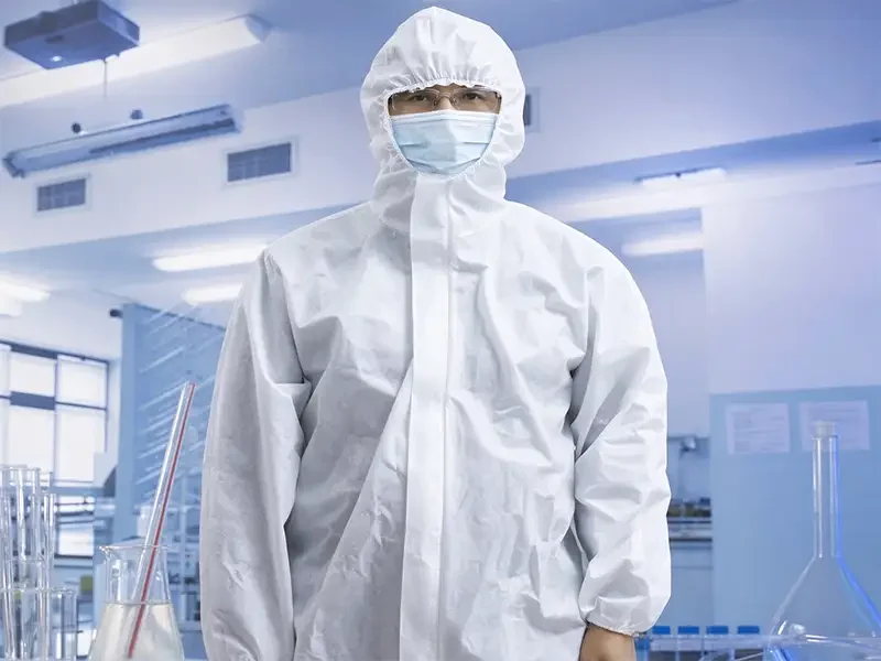 Takewind sesame dot SMS SMMS non woven anti static cleanroom coverall
