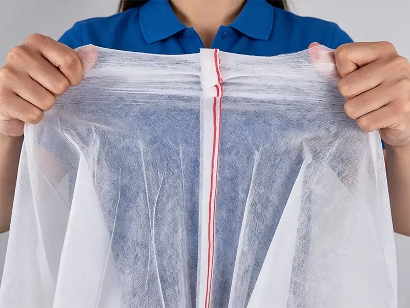 Takewind extra wide plant frost protection non woven fabric close up, showing soft breathable textile texture and stitched seam