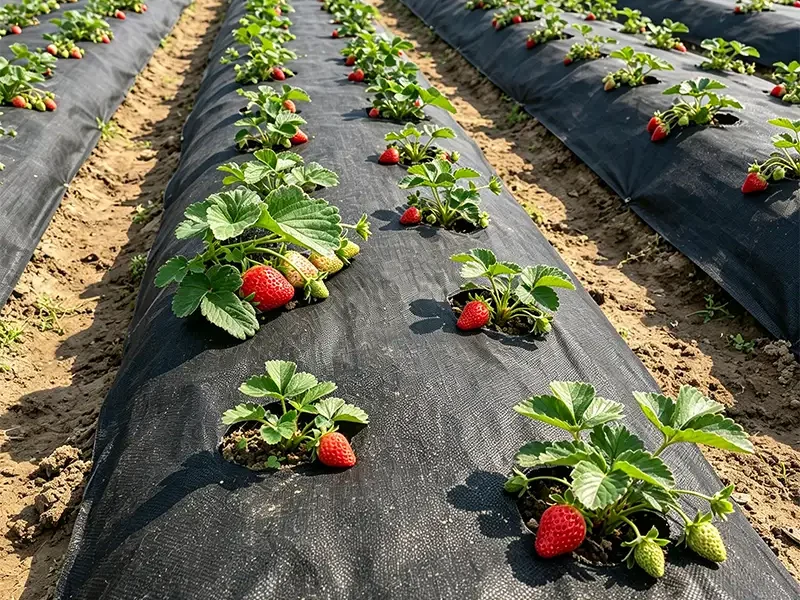 Takewind black agricultural weed barrier non woven fabric used as mulch film in strawberry farm field